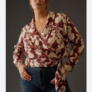 Hutch Anthropologie Floral Nyla Wrap Blouse | S